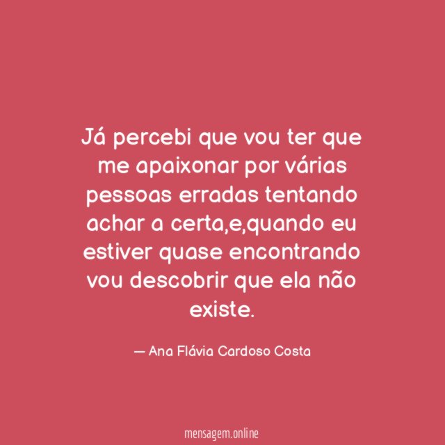 Já percebi que vou ter que me apaixonar
