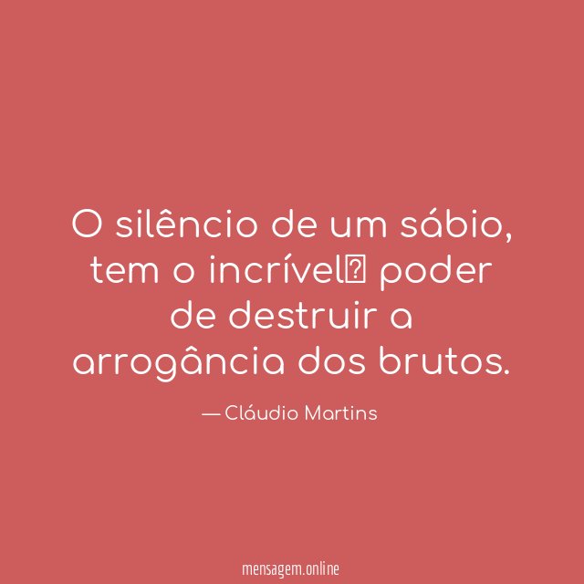 O silêncio de um sábio