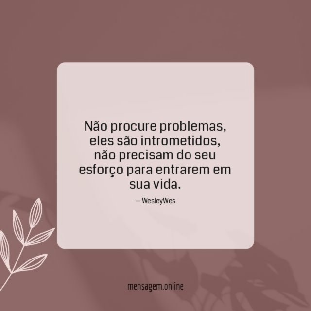 Não procure problemas
