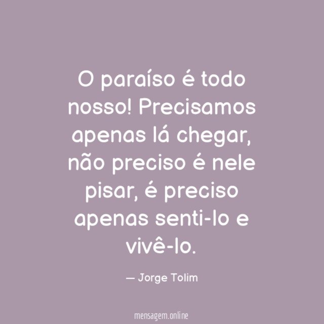 O paraíso é todo nosso