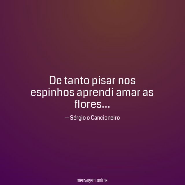 De tanto pisar nos espinhos aprendi amar as flores