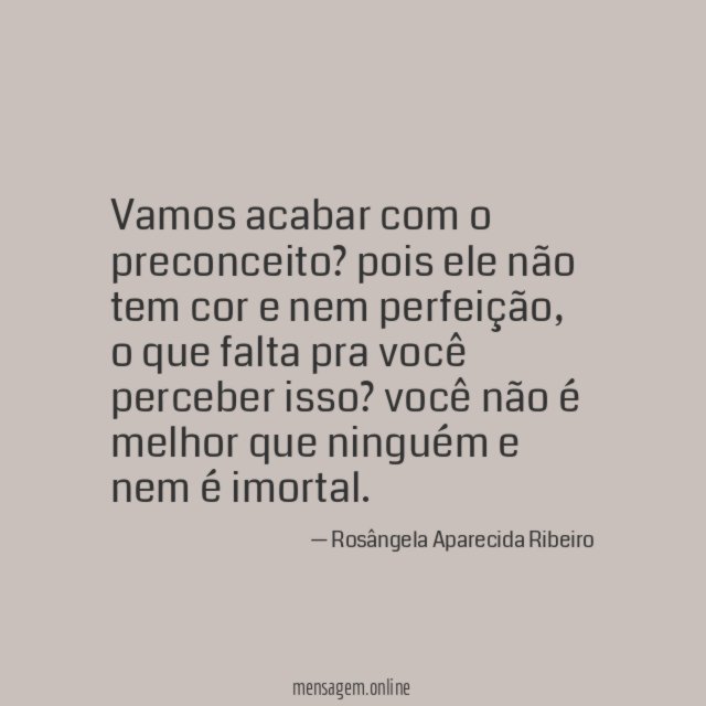 Vamos acabar com o preconceito