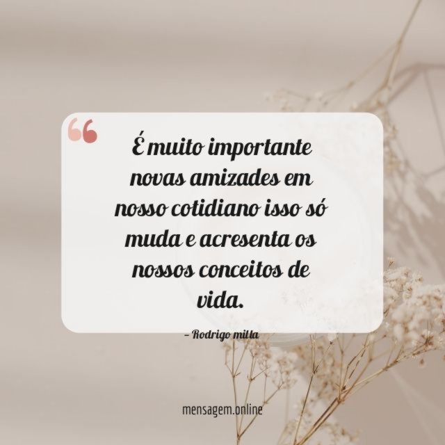 É muito importante novas amizades em nosso cotidiano