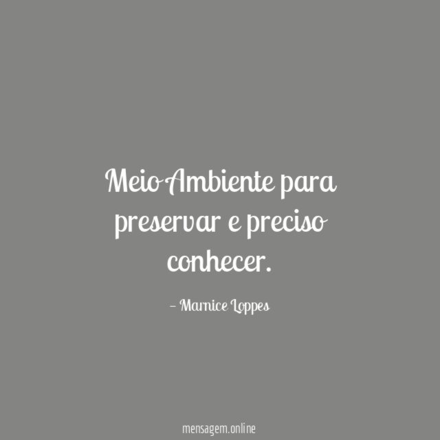 Meio Ambiente para preservar e preciso conhecer