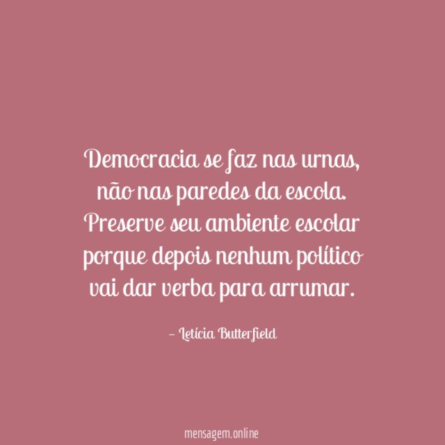 Democracia se faz nas urnas