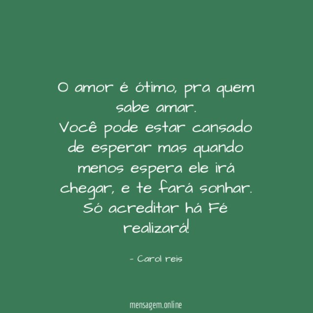 O amor é ótimo
