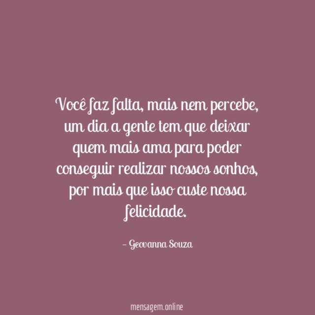Você faz falta