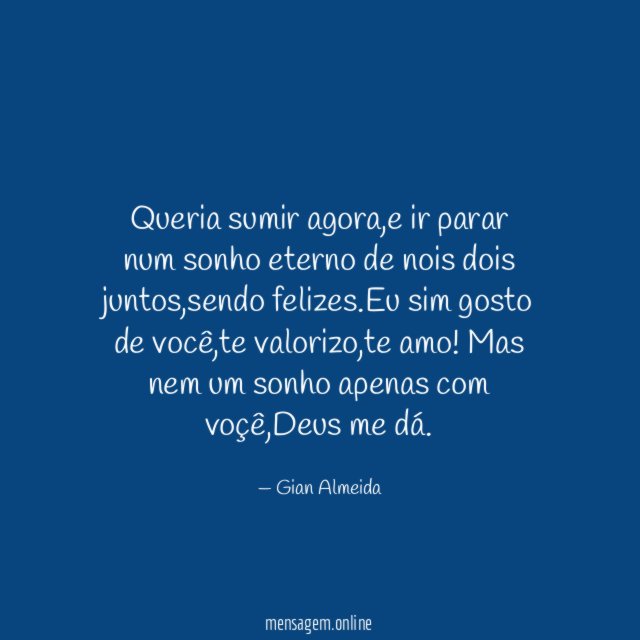 Queria sumir agora