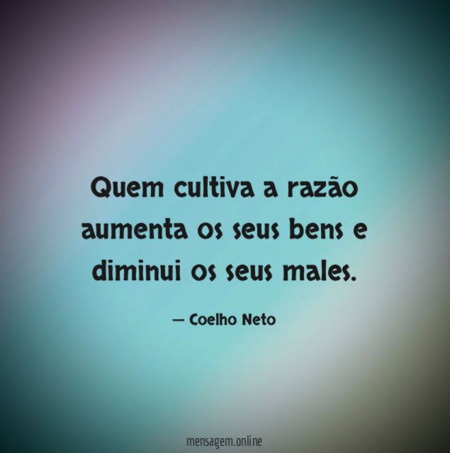Quem cultiva a razão aumenta os seus bens