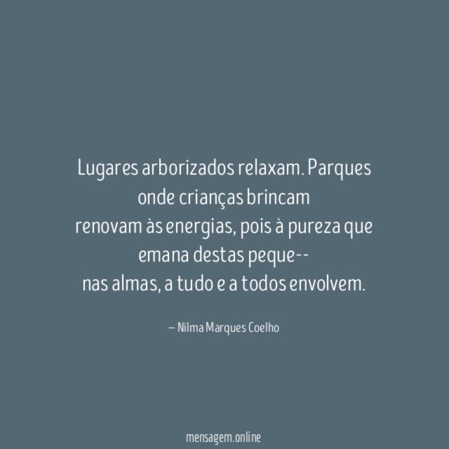 Lugares arborizados relaxam
