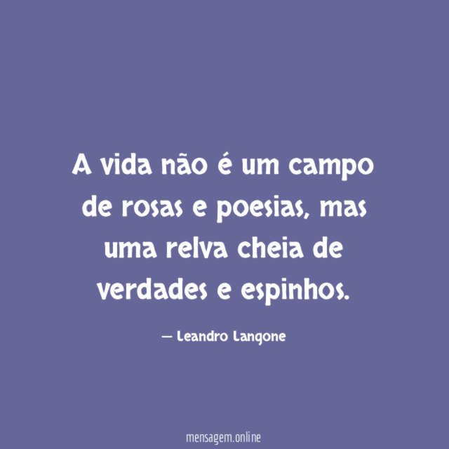 A vida não é um campo de rosas e poesias