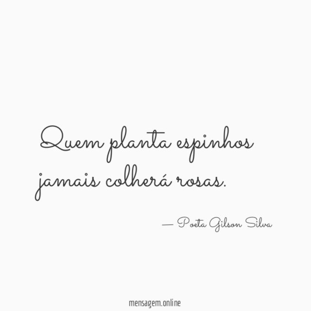 Quem planta espinhos jamais colherá rosas