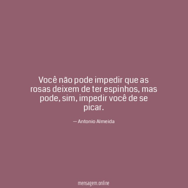 Você não pode impedir que as rosas deixem de ter espinhos