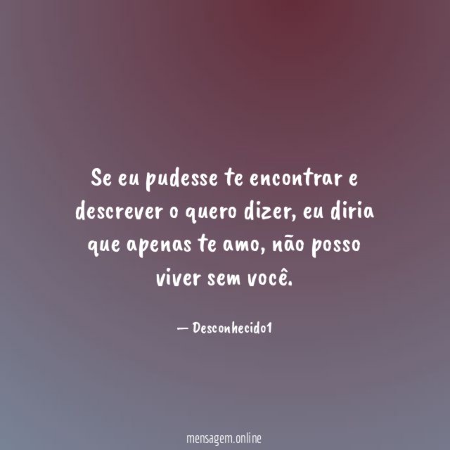 Se eu pudesse te encontrar e descrever o quero dizer