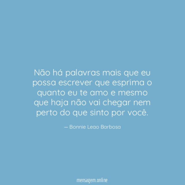 Não há palavras mais que eu possa escrever