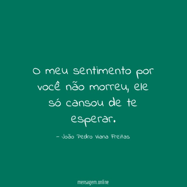 O meu sentimento por você não morreu