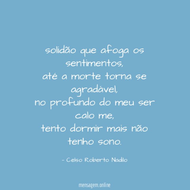 solidão que afoga os sentimentos
