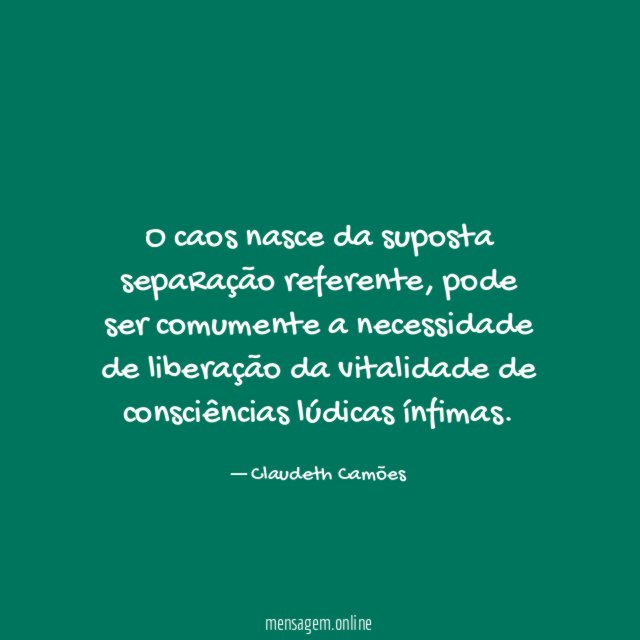 O caos nasce da suposta sepaRação referente