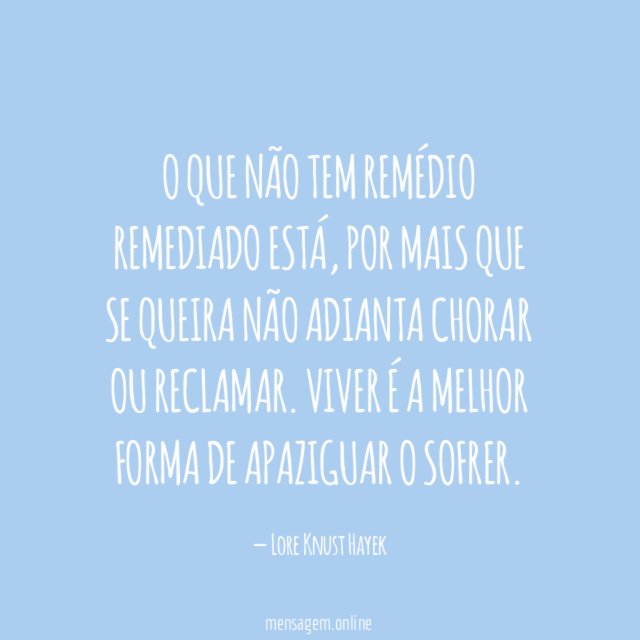 O que não tem remédio remediado está