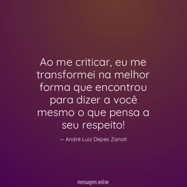Ao me criticar