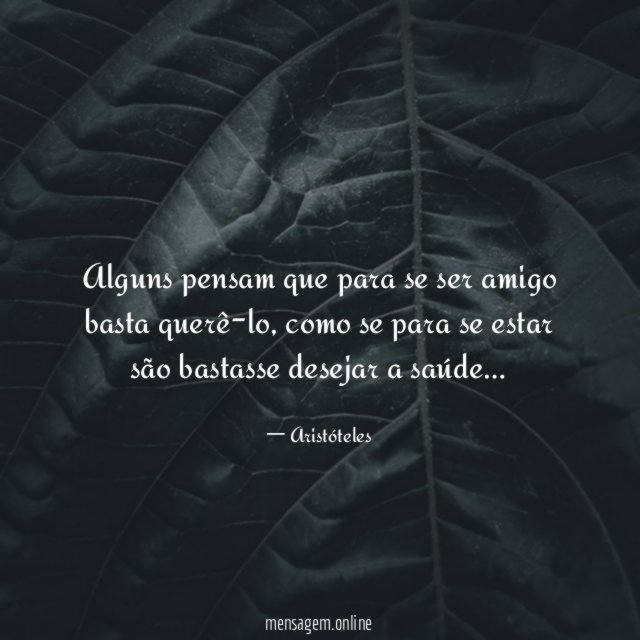 Alguns pensam que para se ser amigo basta querê-lo