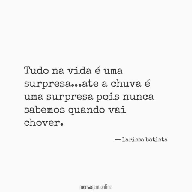 tudo na vida é uma surpresa