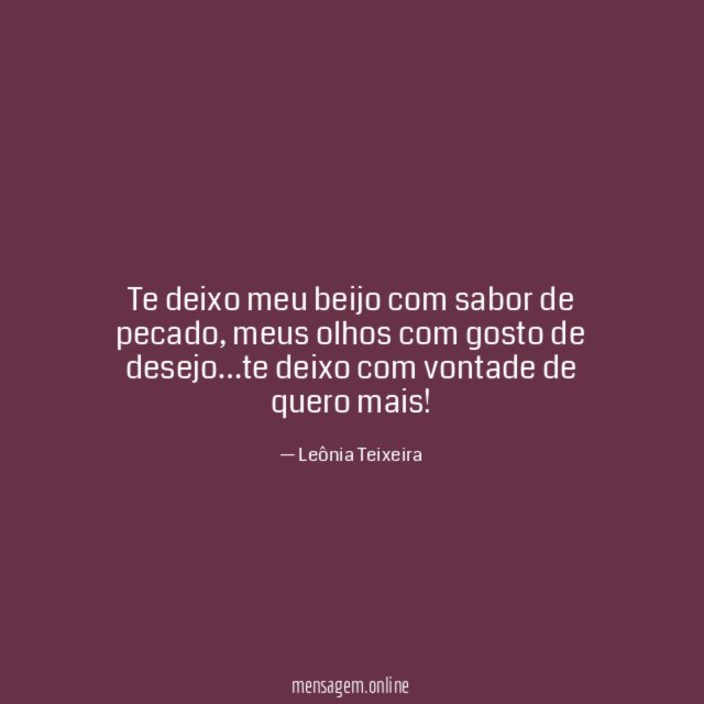 Te deixo meu beijo com sabor de pecado