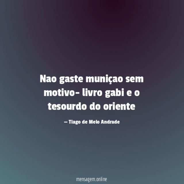 Nao gaste muniçao sem motivo- livro gabi