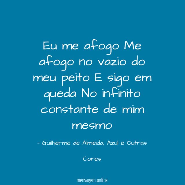 Eu me afogo Me afogo no vazio do meu