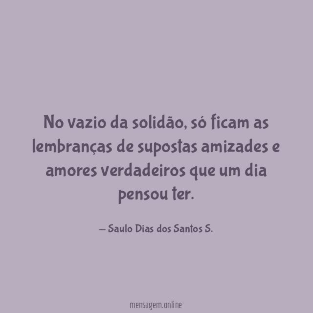 No vazio da solidão