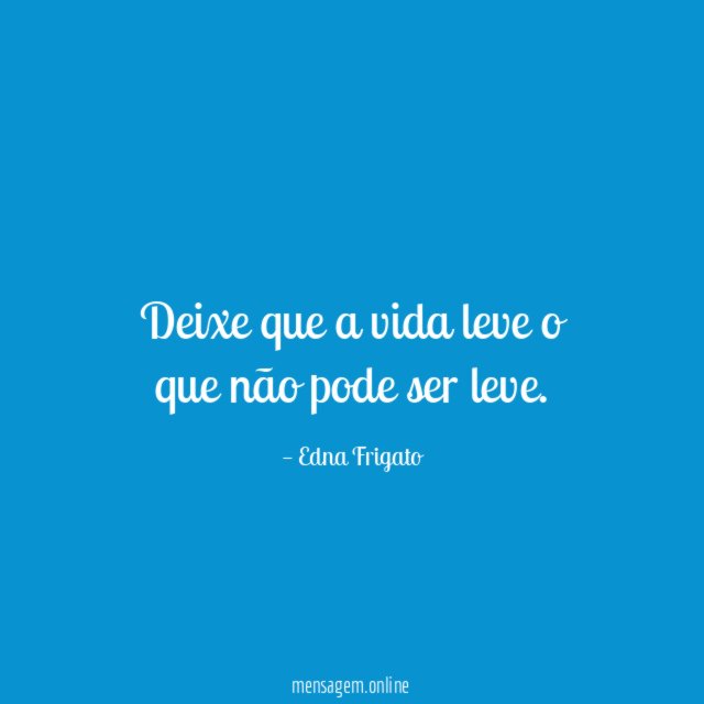 Deixe que a vida leve o que não pode ser leve