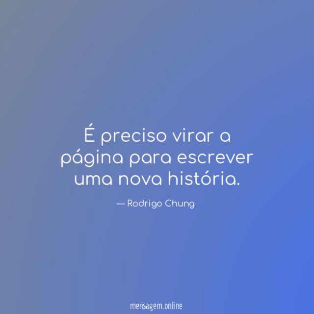 É preciso virar a página para escrever uma nova história