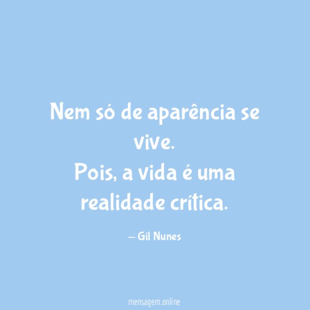 Nem só de aparência se vive