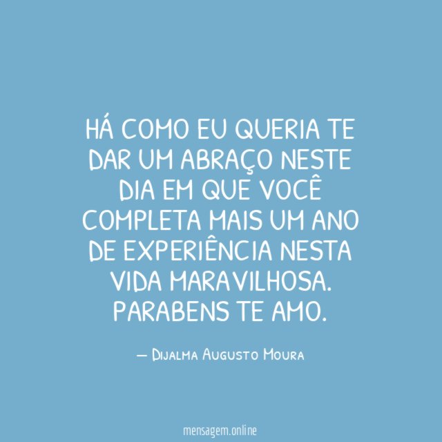 Há como eu queria te dar um abraço