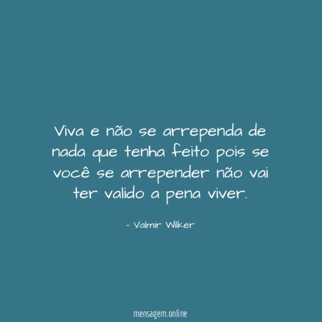 viva e não se arrependa de nada que