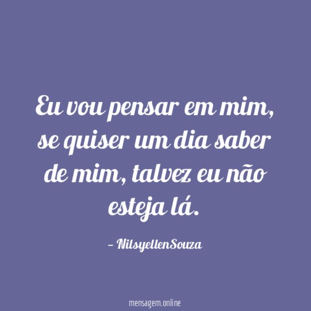 Eu vou pensar em mim
