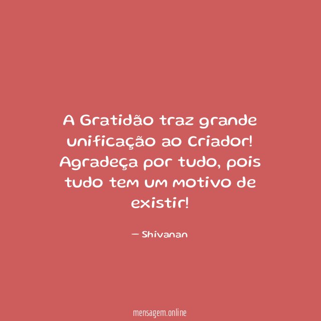A Gratidão traz grande unificação ao Criador