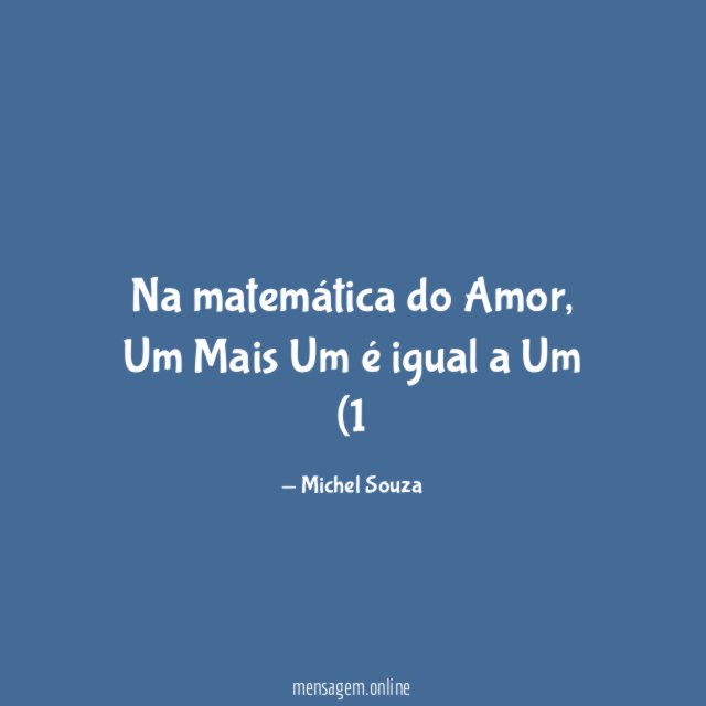 Na matemática do Amor
