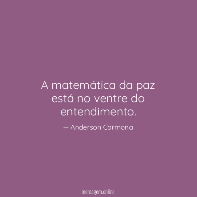 A matemática da paz está no ventre do entendimento