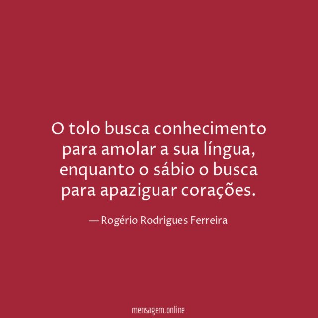 O tolo busca conhecimento para amolar a sua língua