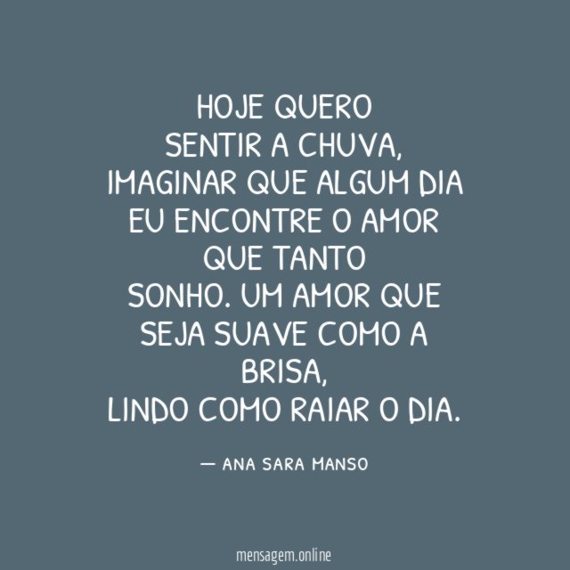 Hoje quero Sentir a chuva