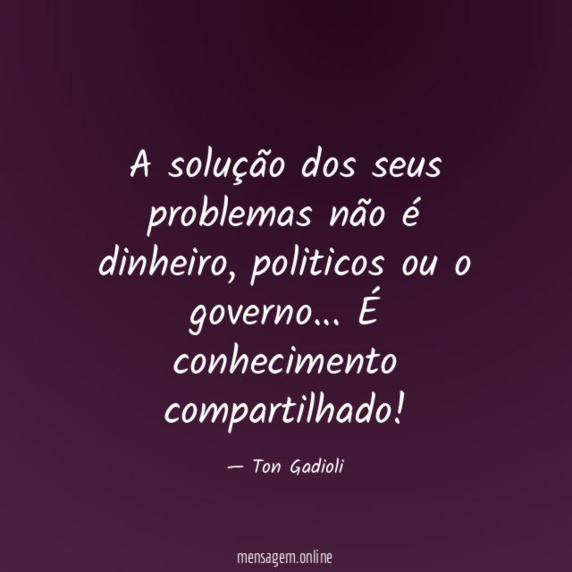 A solução dos seus problemas não é dinheiro