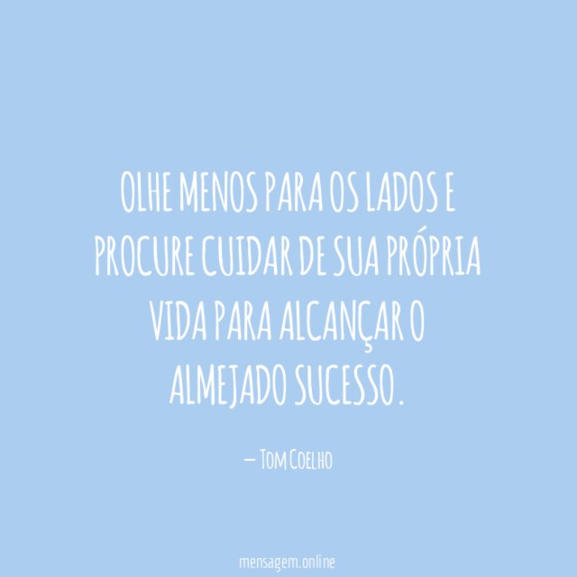 Olhe menos para os lados e procure cuidar
