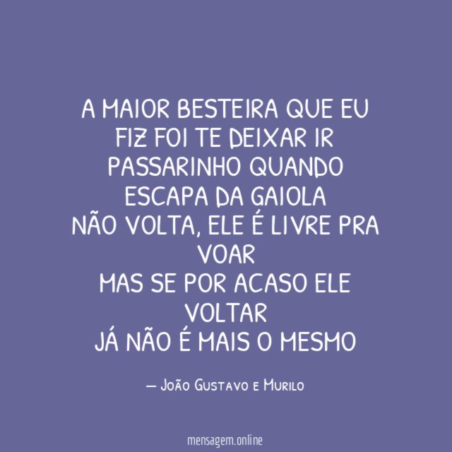 A maior besteira que eu fiz foi te