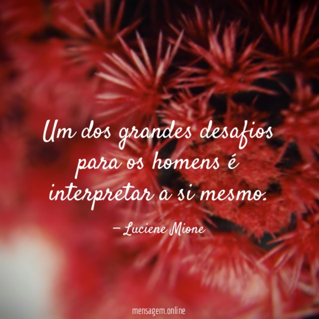 Um dos grandes desafios para os homens é interpretar a si mesmo