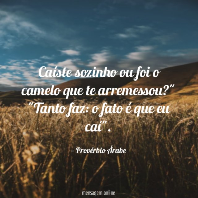 "Caíste sozinho ou foi o camelo que te arremessou?"