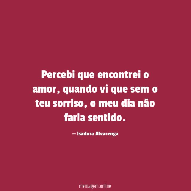 Percebi que encontrei o amor