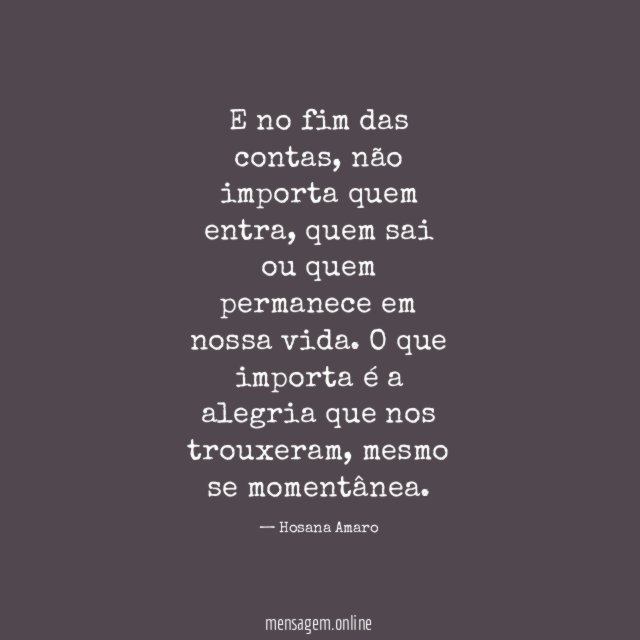 E no fim das contas