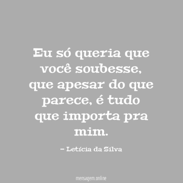 Eu só queria que você soubesse
