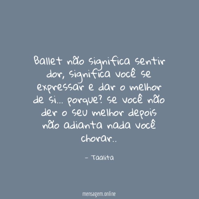 Ballet não significa sentir dor